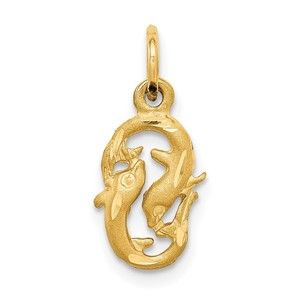 Million Charms 10k Yellow Gold Small Pisces Zodiac Charm Pendant